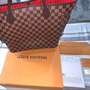 Louis Vuitton Damier Ebene Neverfull MM Cherry